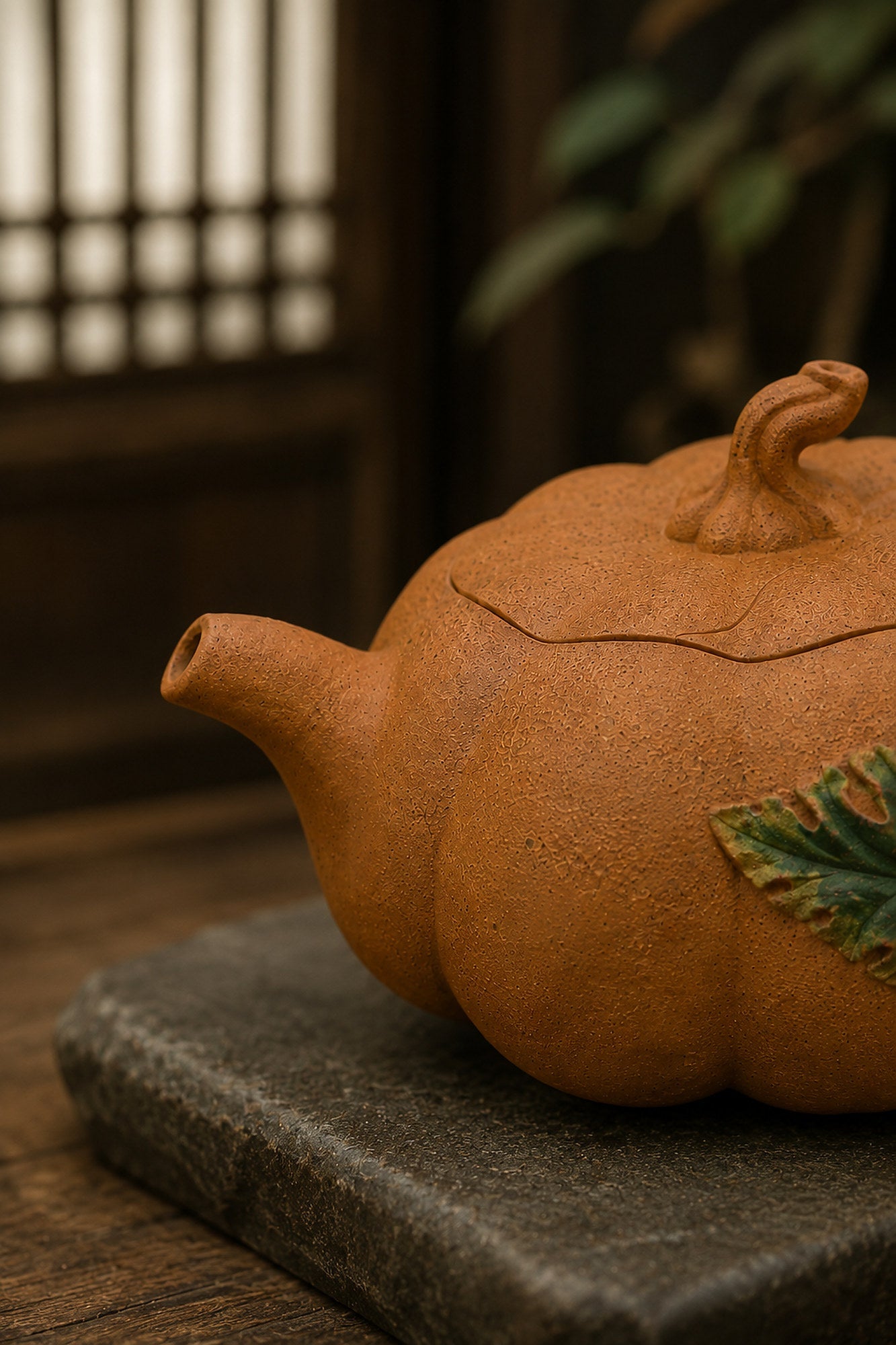 Handmade Pumpkin Form Yixing Zisha Teapot – Golden Duanni Clay, 150ml
