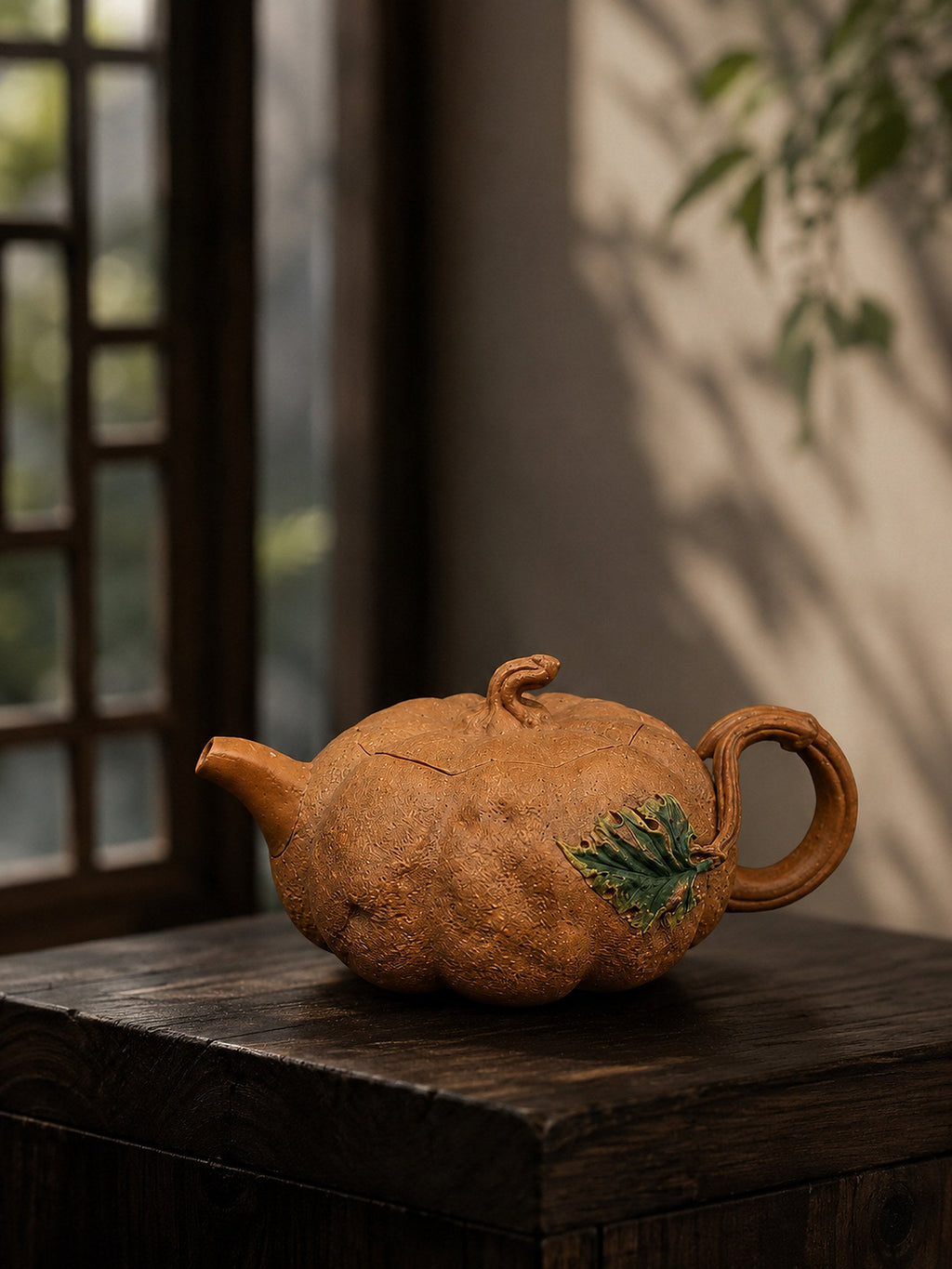 Handmade Pumpkin Form Yixing Zisha Teapot – Golden Duanni Clay, 150ml