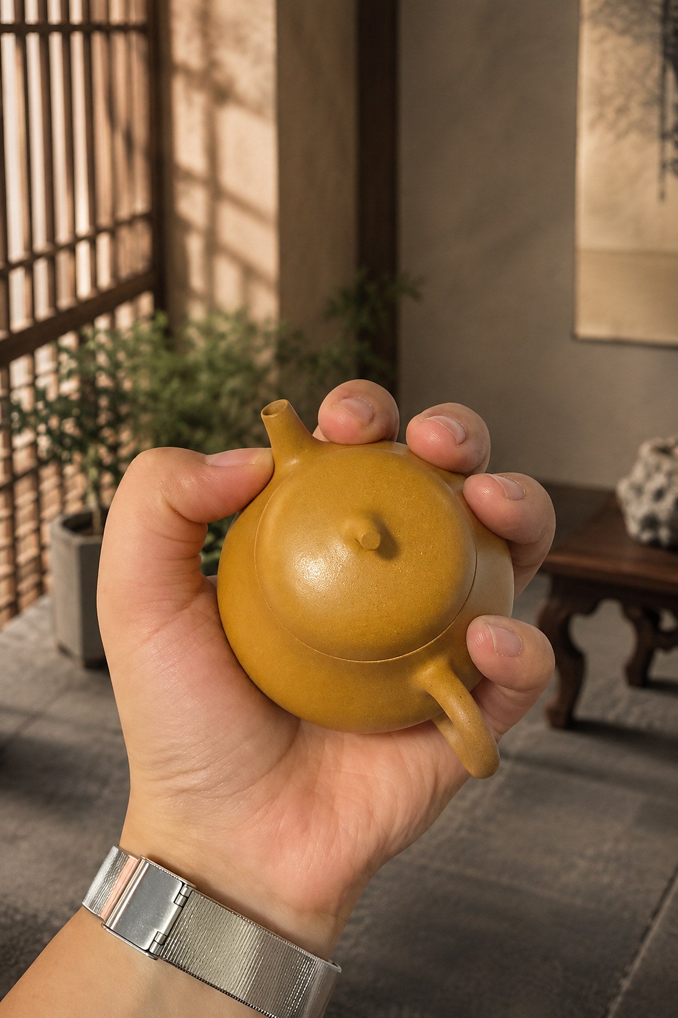 Qie Gua Yixing Zisha Teapot – Golden Duanni Clay, 100ml