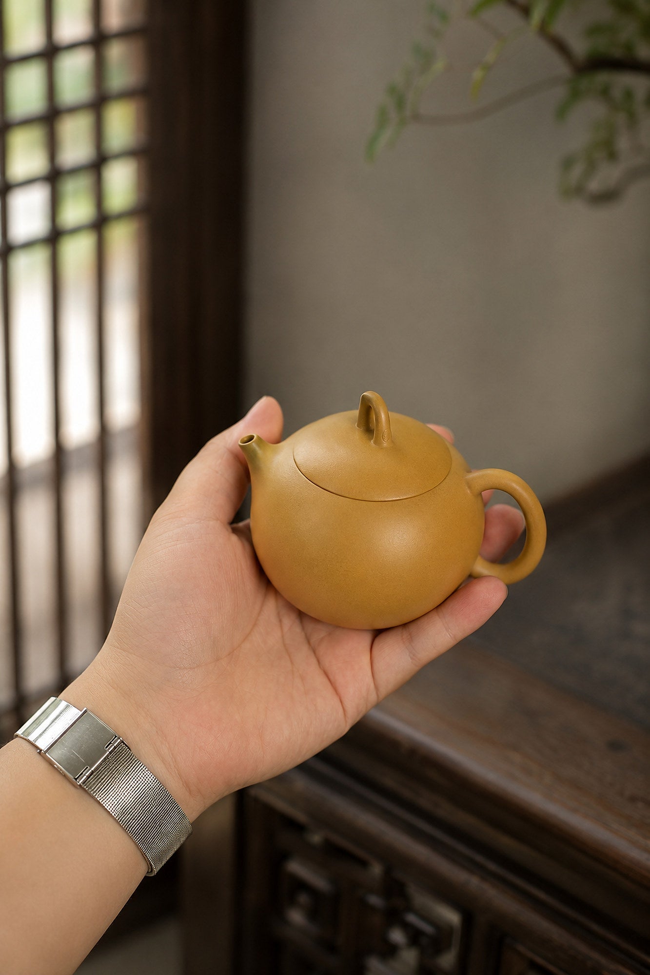 Qie Gua Yixing Zisha Teapot – Golden Zhuni Clay, 80ml
