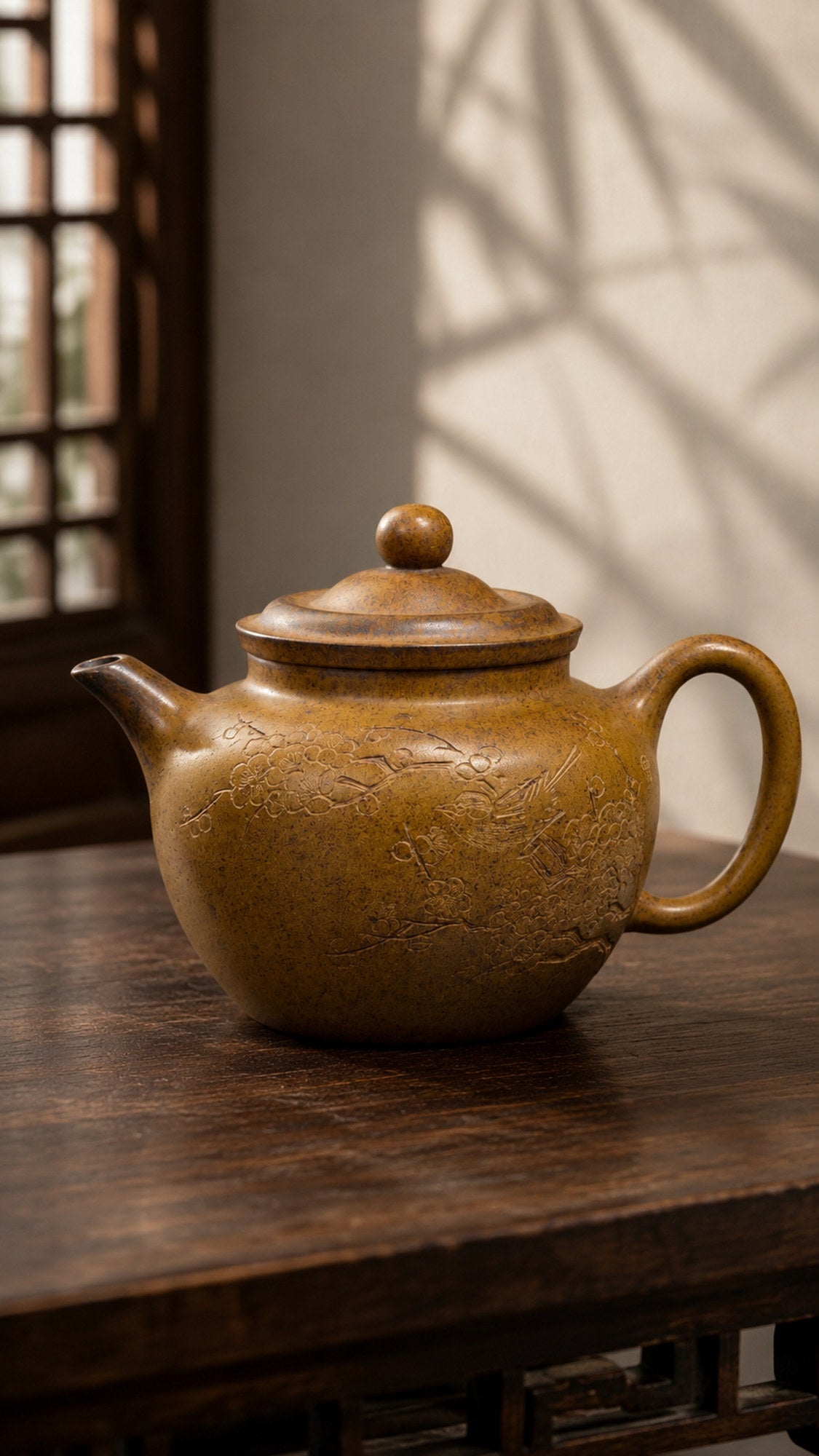 Qiu Shui Yixing Zisha Teapot – Golden Duanni Clay, 220ml