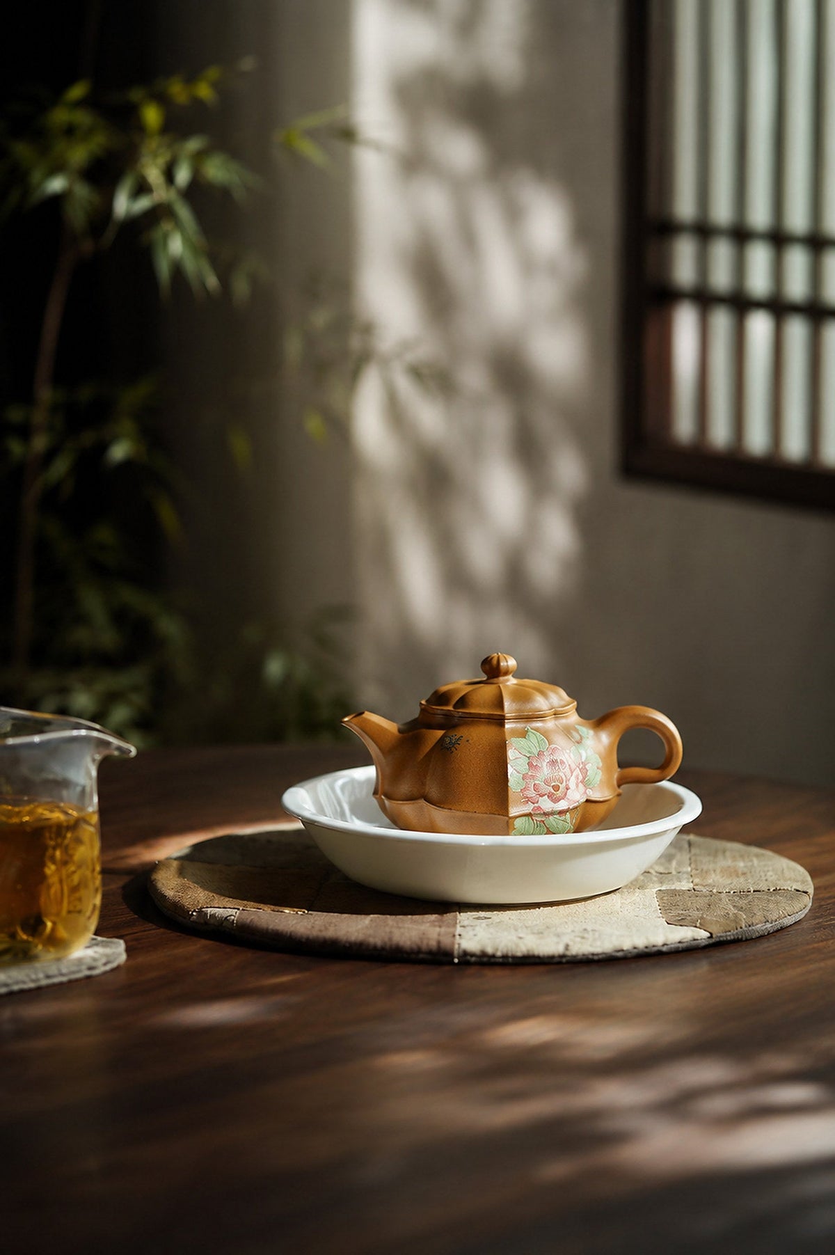 Ribbed Form Yixing Zisha Teapot – Golden Duanni Clay, 180ml