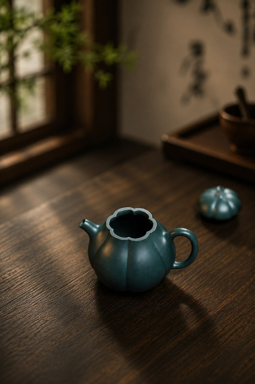 Handmade Ribbed Form Yixing Zisha Teapot – Luni Clay, 125ml