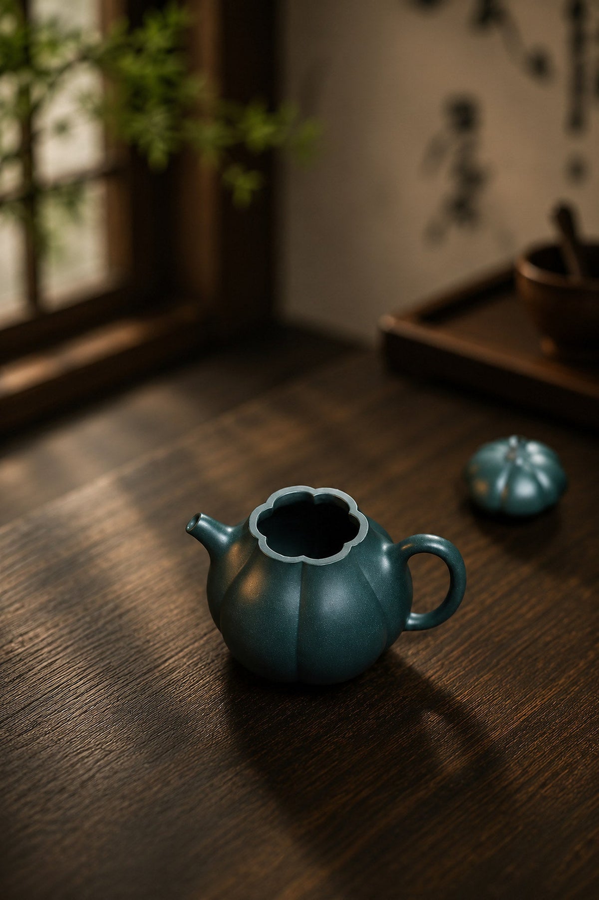 Handmade Ribbed Form Yixing Zisha Teapot – Luni Clay, 125ml