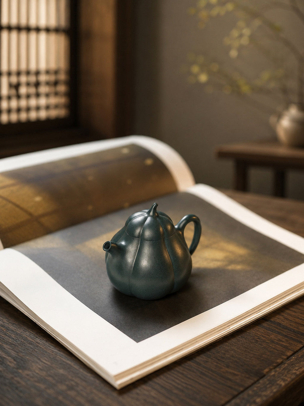 Handmade Ribbed Form Yixing Zisha Teapot – Luni Clay, 125ml