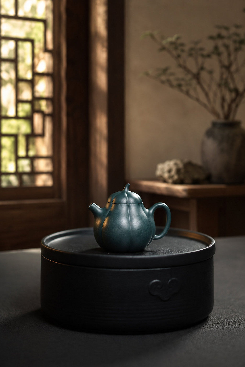 Handmade Ribbed Form Yixing Zisha Teapot – Luni Clay, 125ml