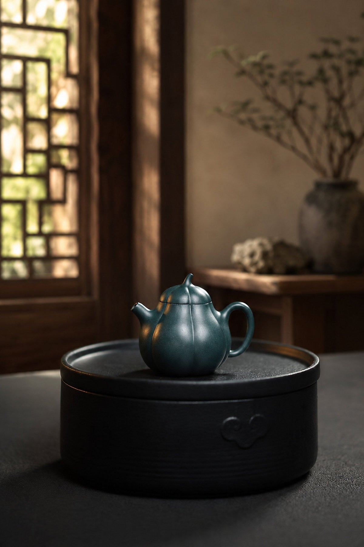 Handmade Ribbed Form Yixing Zisha Teapot – Luni Clay, 125ml