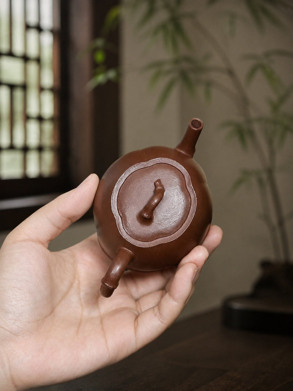 Handmade Ribbed Form Yixing Zisha Teapot – Red Jiangponi Clay, 160ml