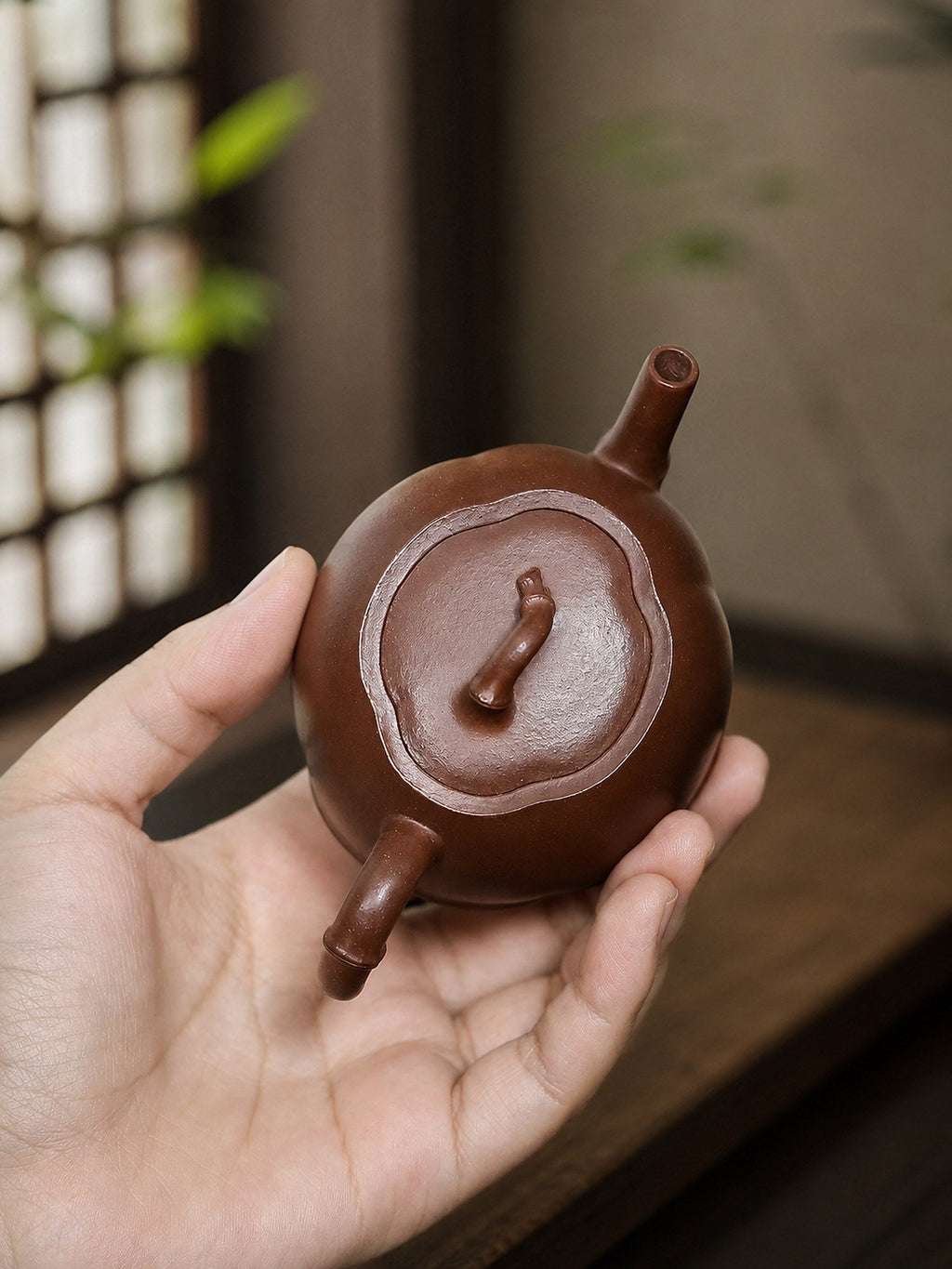 Handmade Ribbed Form Yixing Zisha Teapot – Red Jiangponi Clay, 160ml