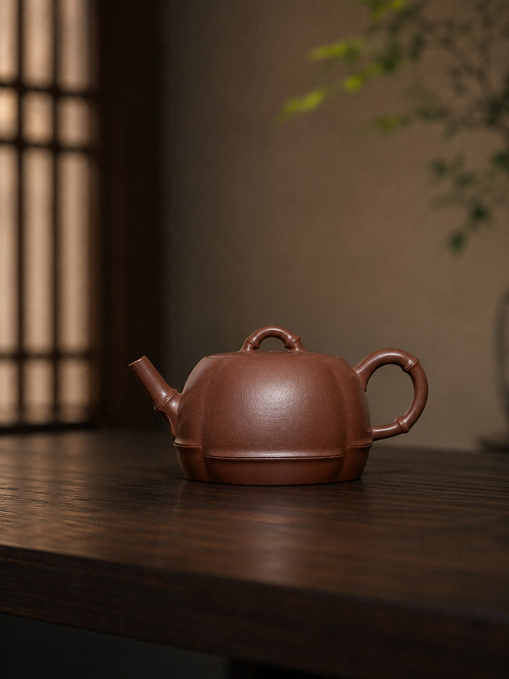 Handmade Ribbed Form Yixing Zisha Teapot – Red Jiangponi Clay, 160ml