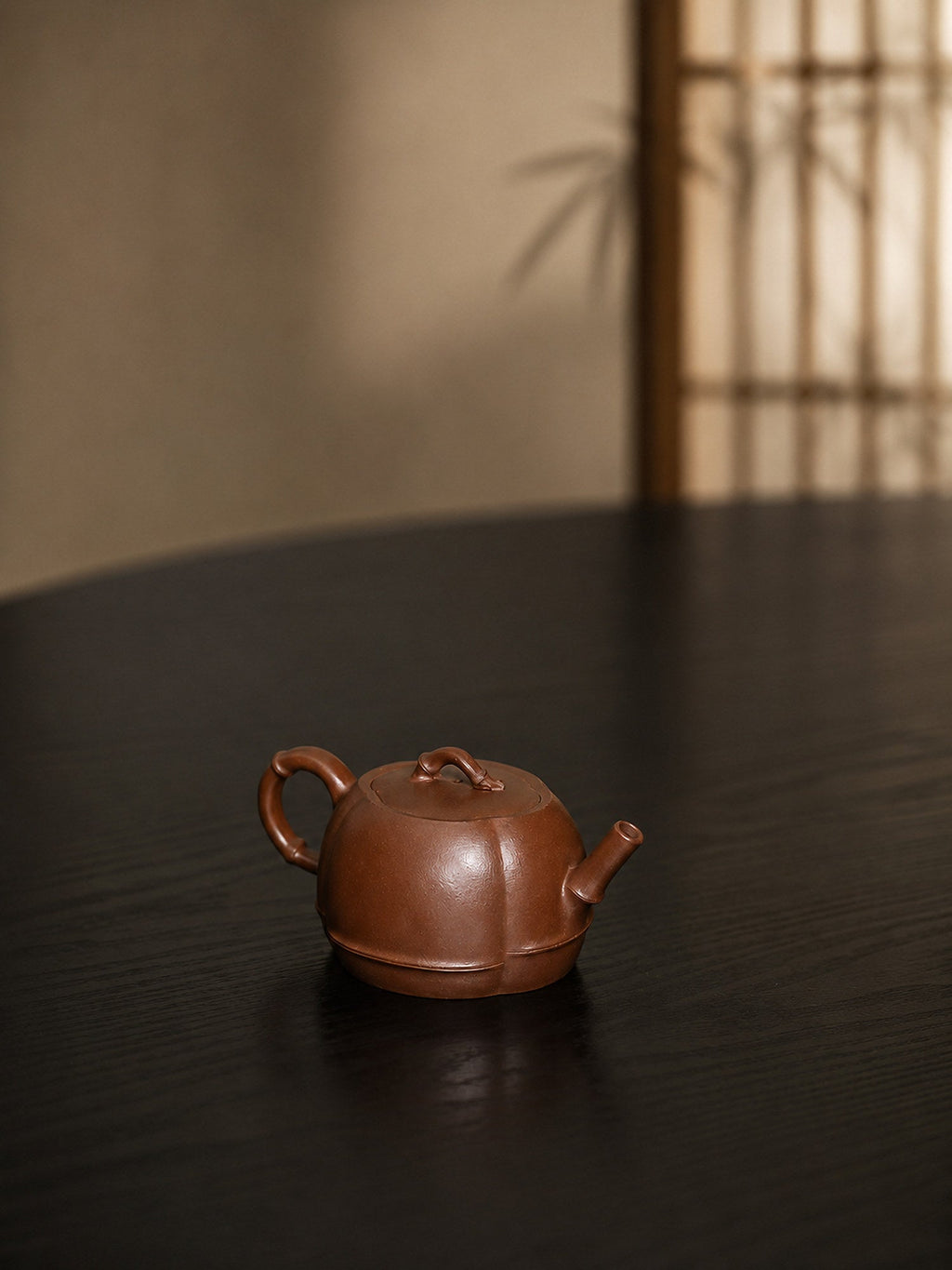 Handmade Ribbed Form Yixing Zisha Teapot – Red Jiangponi Clay, 160ml