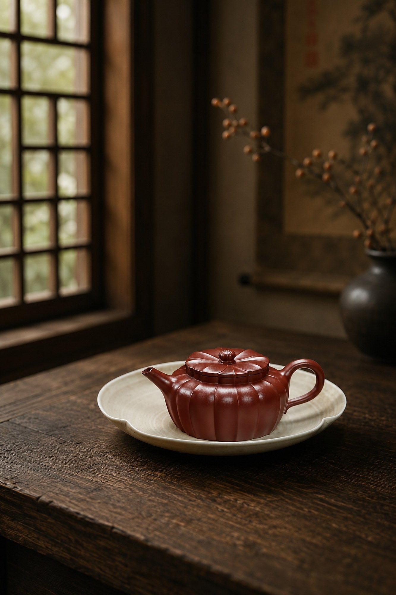 Handmade Ribbed Form Yixing Zisha Teapot – Zhuni Clay, 100ml