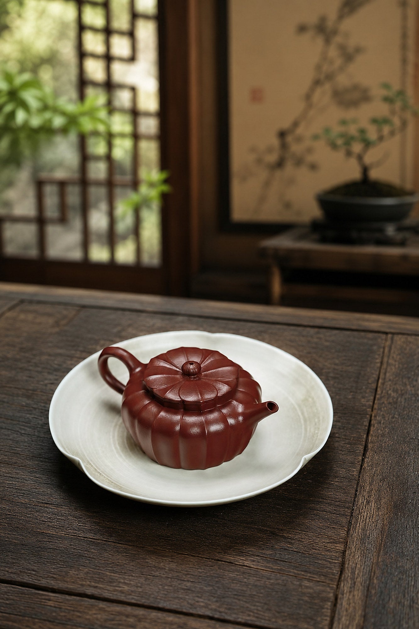 Handmade Ribbed Form Yixing Zisha Teapot – Zhuni Clay, 100ml