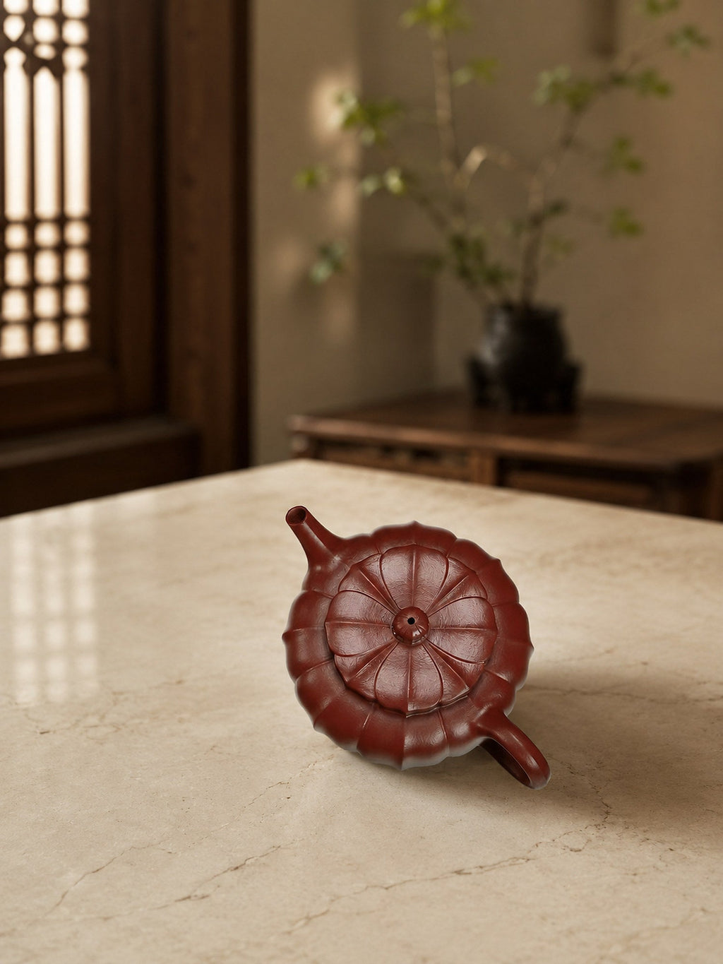 Handmade Ribbed Form Yixing Zisha Teapot – Zhuni Clay, 100ml
