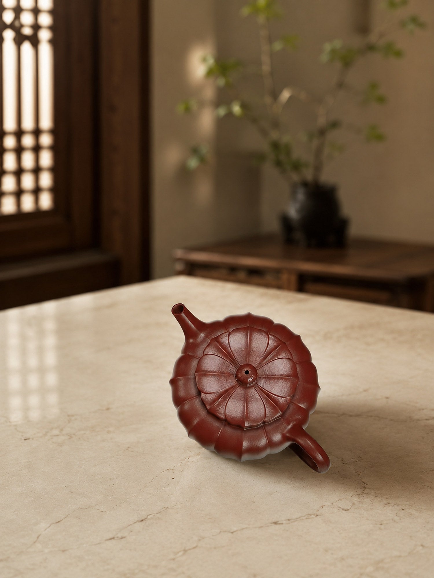 Handmade Ribbed Form Yixing Zisha Teapot – Zhuni Clay, 100ml