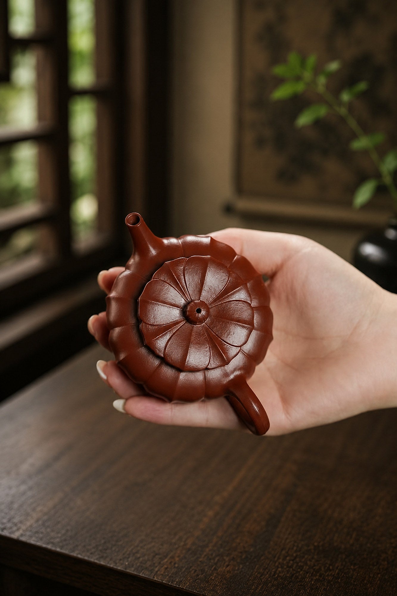 Handmade Ribbed Form Yixing Zisha Teapot – Zhuni Clay, 100ml
