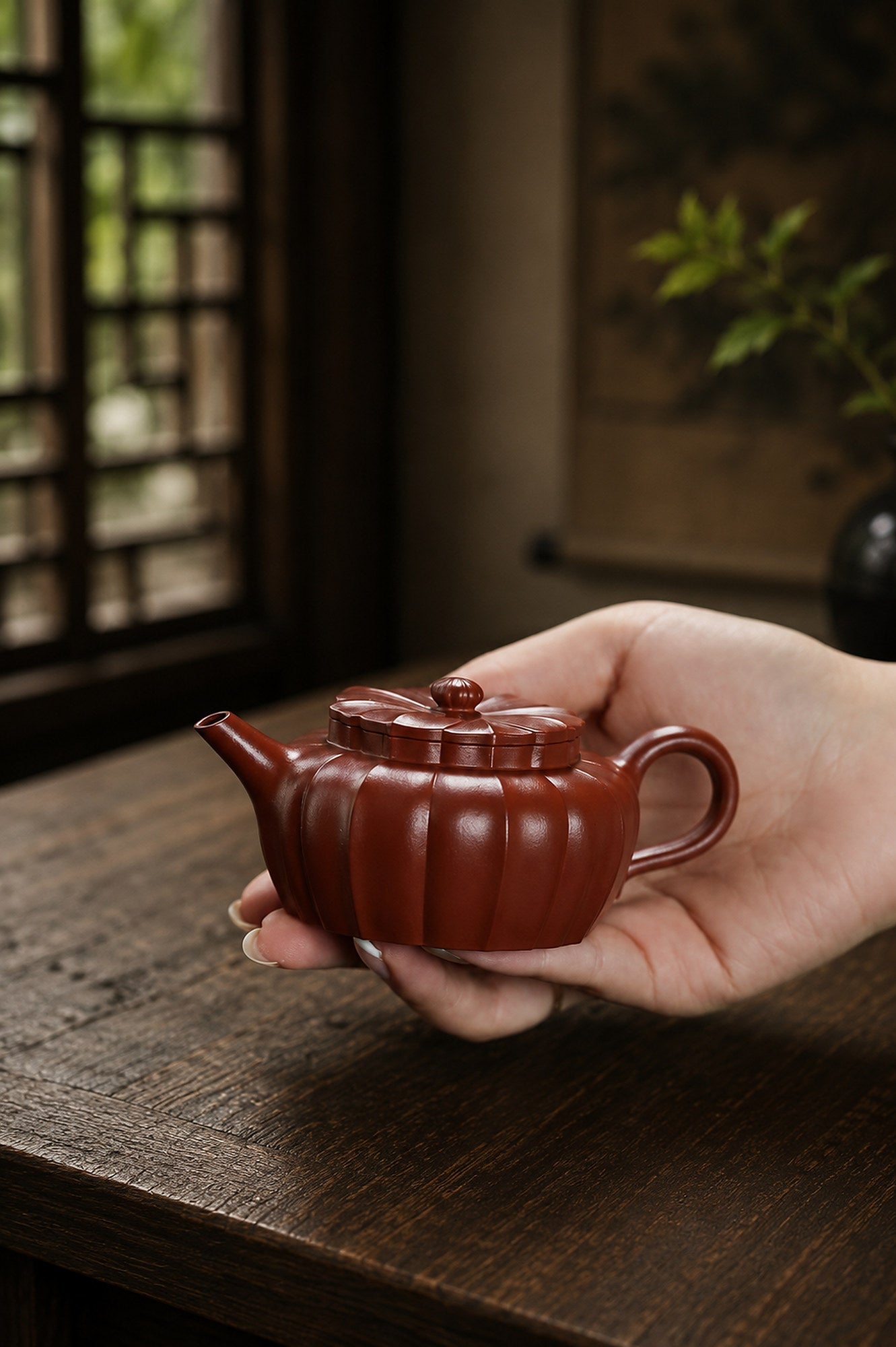 Handmade Ribbed Form Yixing Zisha Teapot – Zhuni Clay, 100ml