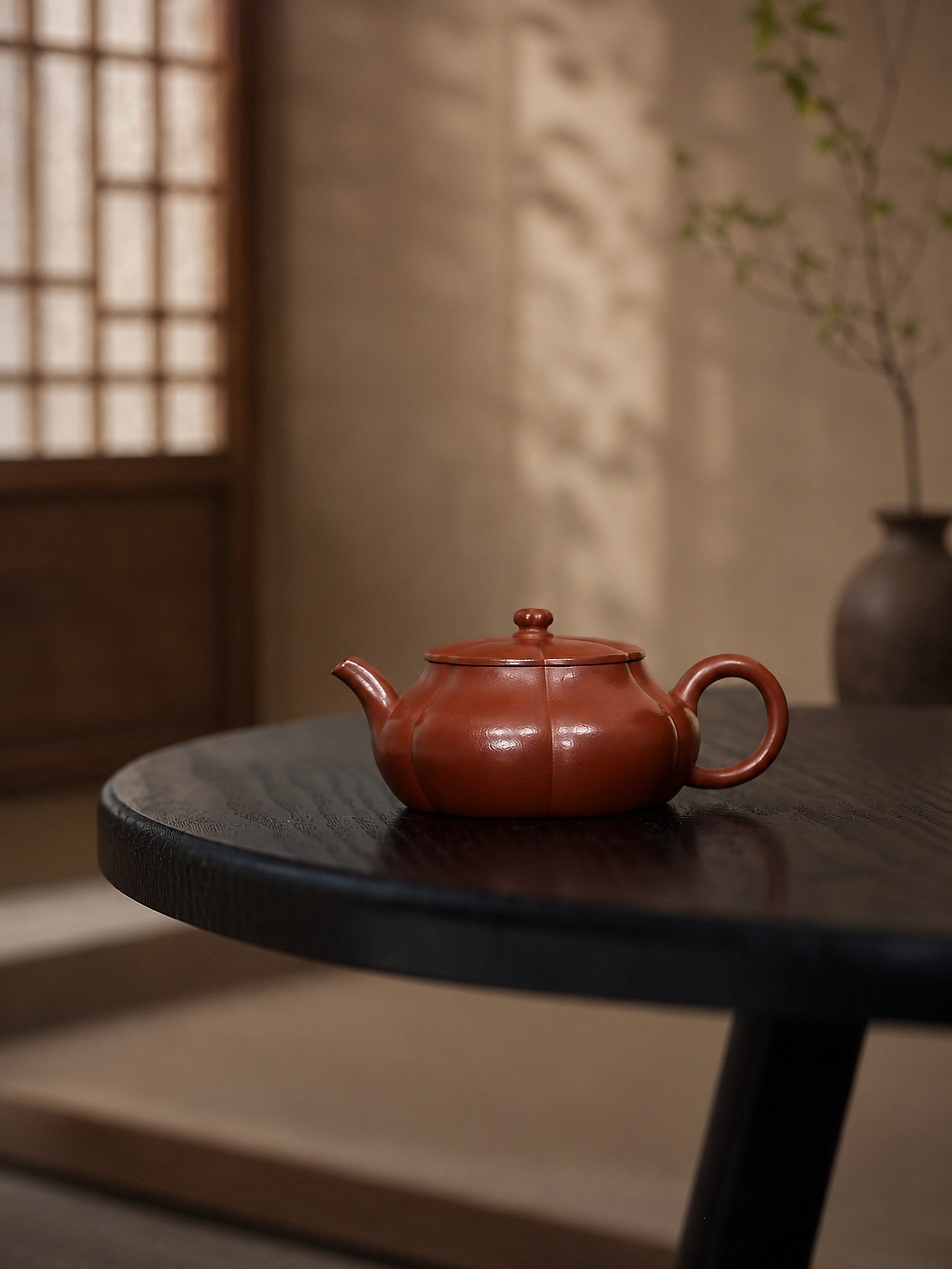 Handmade Ribbed Form Yixing Zisha Teapot – Zhuni Clay, 110ml