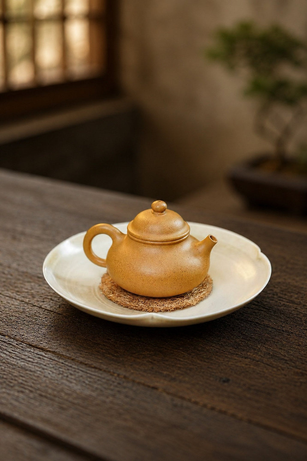 Handmade Rongtian Yixing Zisha Teapot – Golden Duanni Clay, 90ml