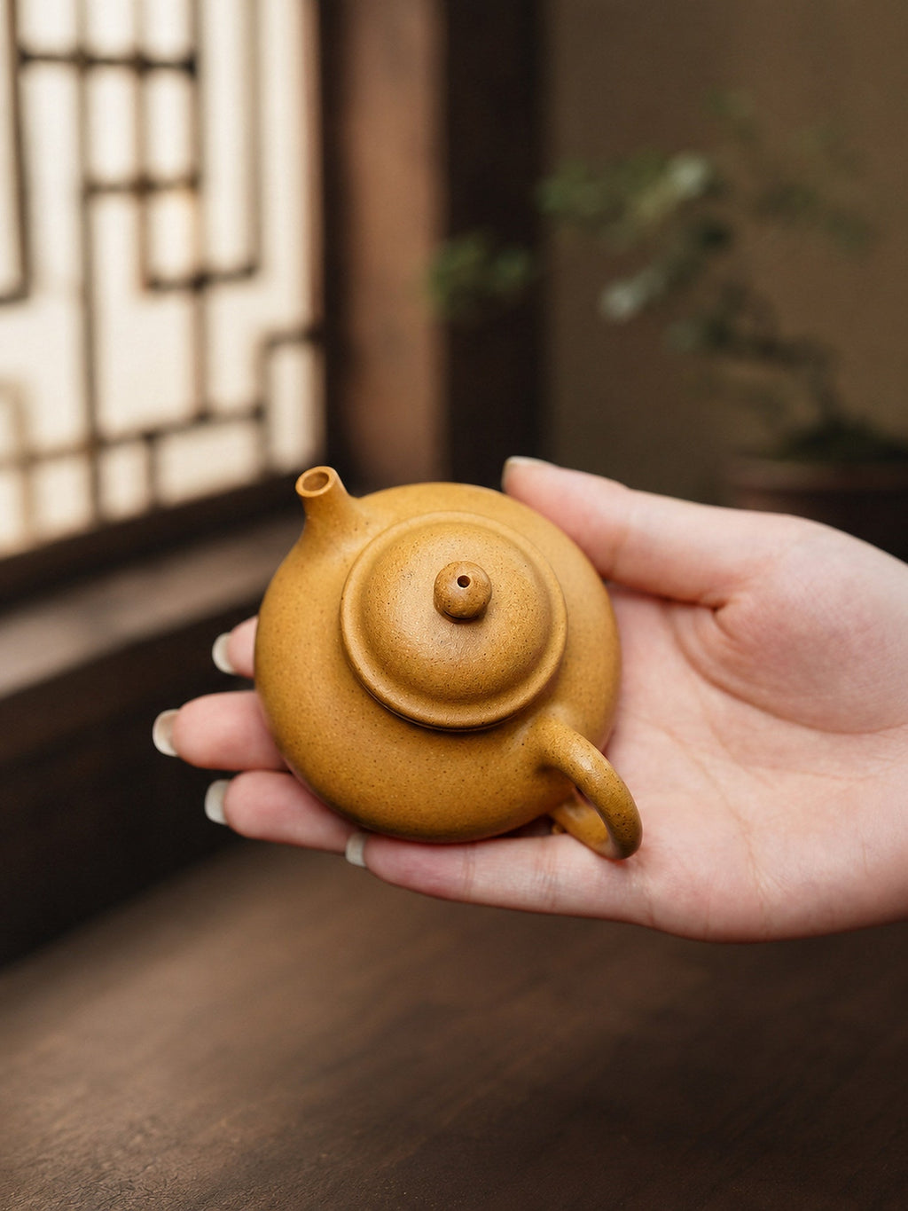 Handmade Rongtian Yixing Zisha Teapot – Golden Duanni Clay, 90ml