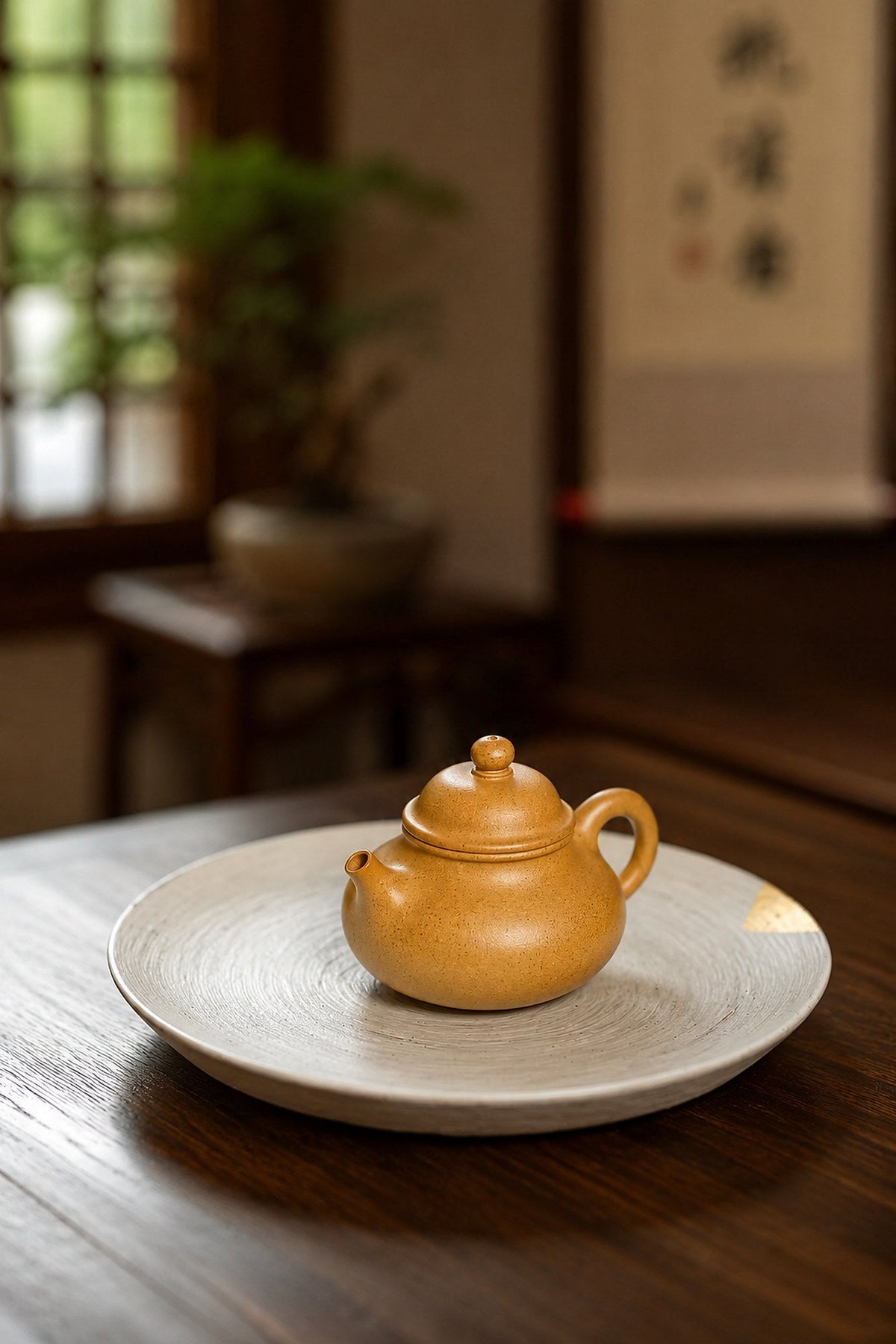 Handmade Rongtian Yixing Zisha Teapot – Golden Duanni Clay, 90ml