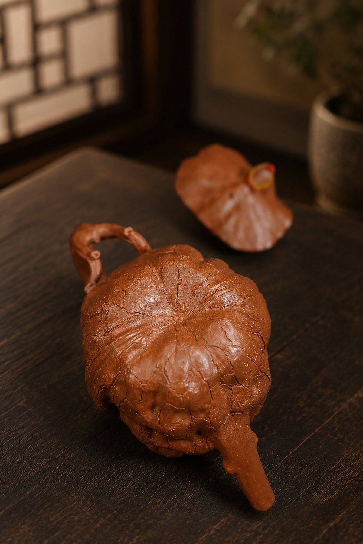 Handmade Sculptural Form Yixing Zisha Teapot – Aged Duanni Clay, 130ml