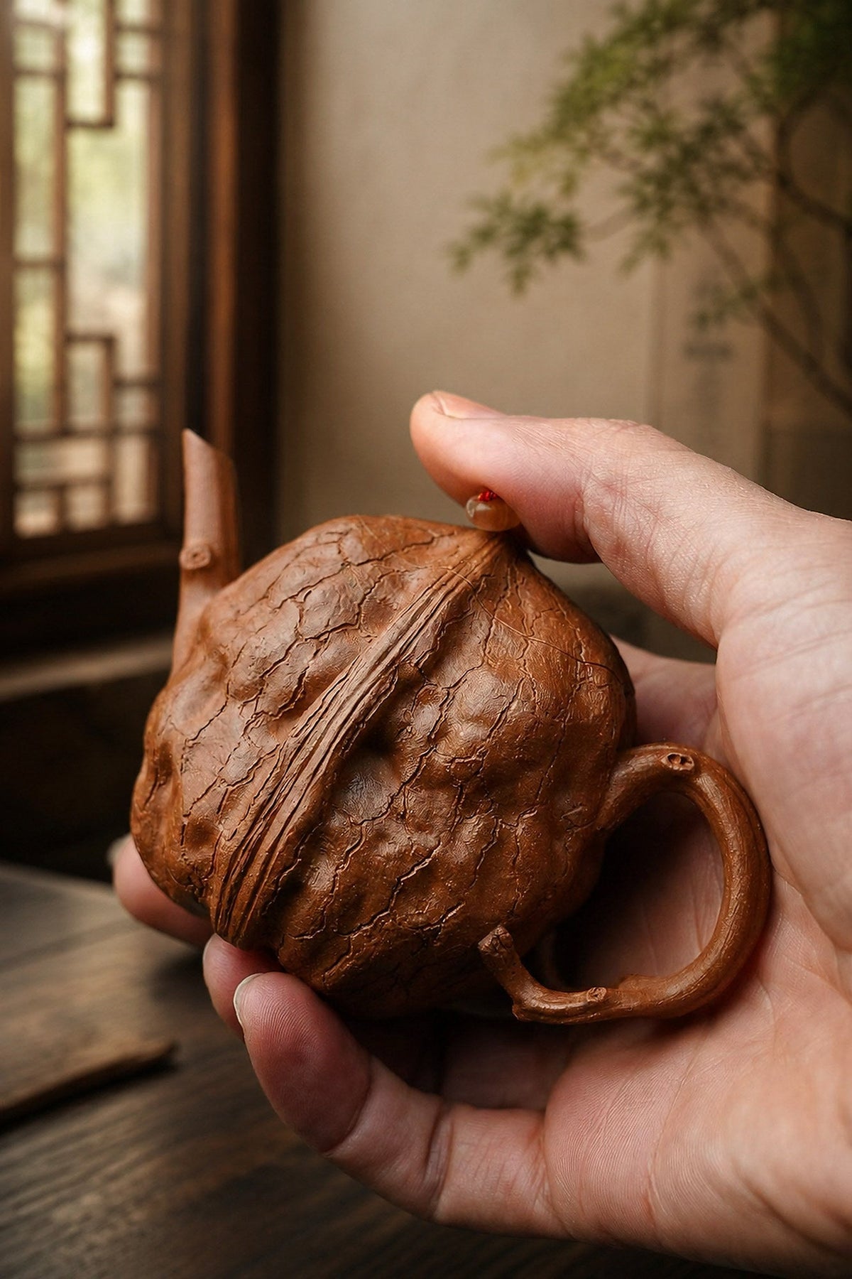 Handmade Sculptural Form Yixing Zisha Teapot – Aged Duanni Clay, 130ml