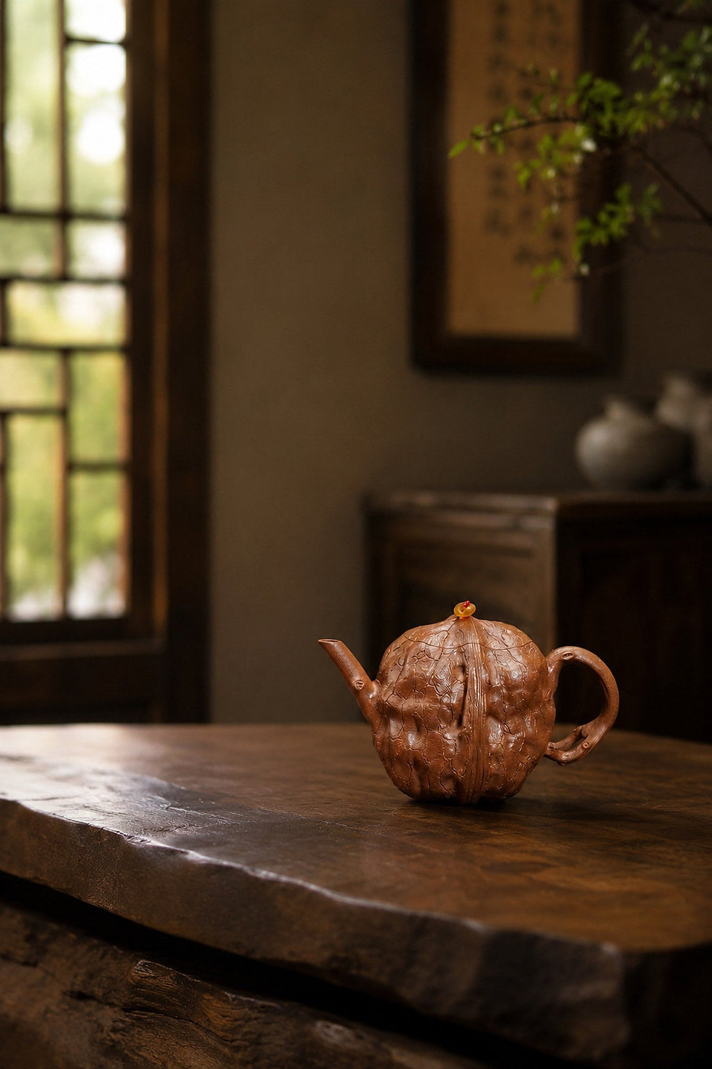 Handmade Sculptural Form Yixing Zisha Teapot – Aged Duanni Clay, 130ml