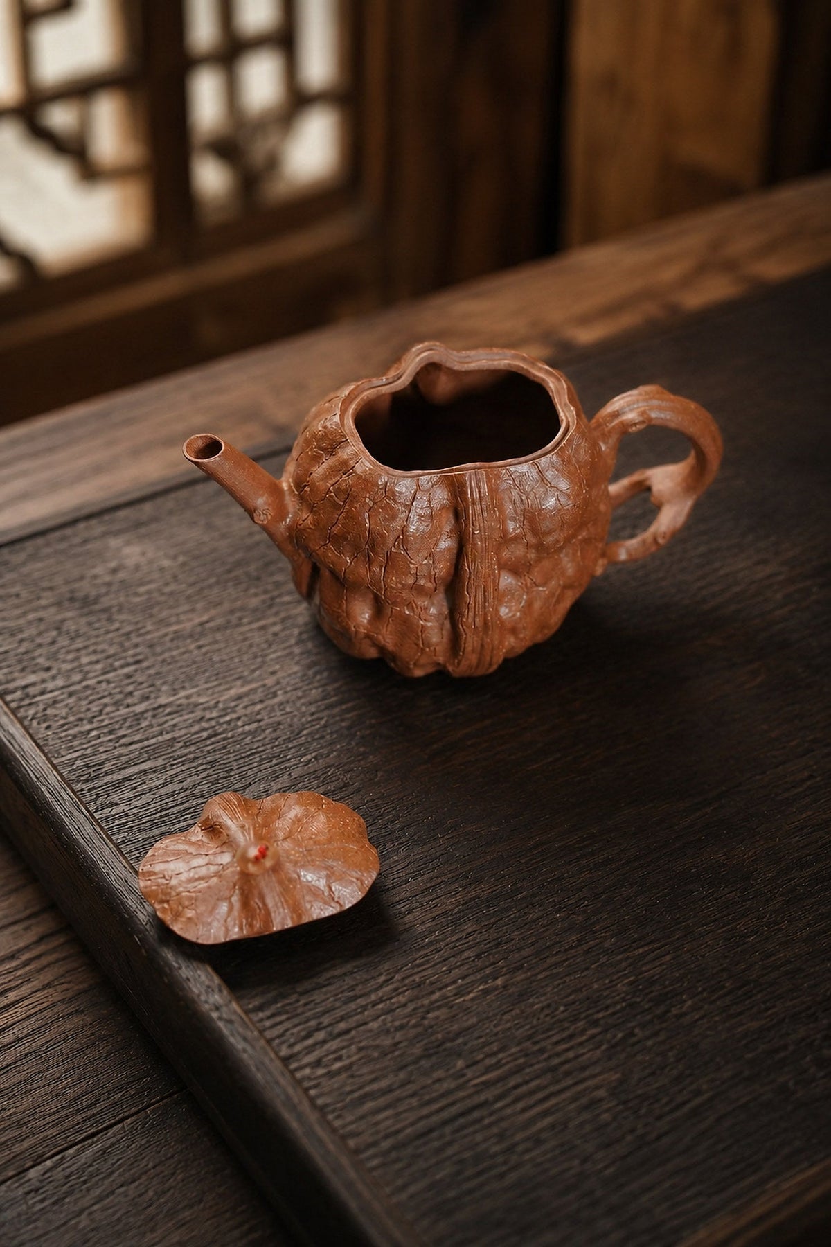 Handmade Sculptural Form Yixing Zisha Teapot – Aged Duanni Clay, 130ml