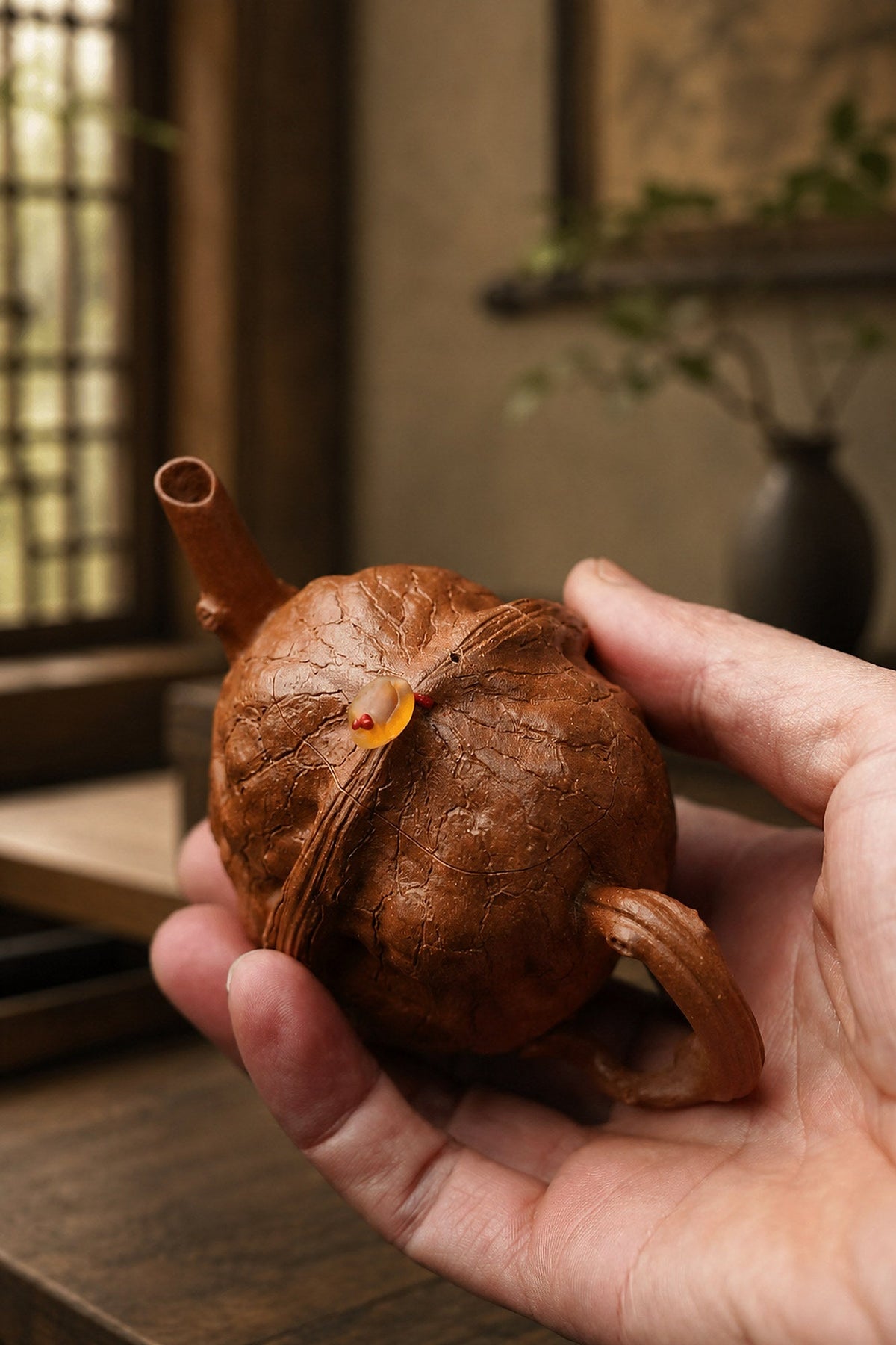 Handmade Sculptural Form Yixing Zisha Teapot – Aged Duanni Clay, 130ml