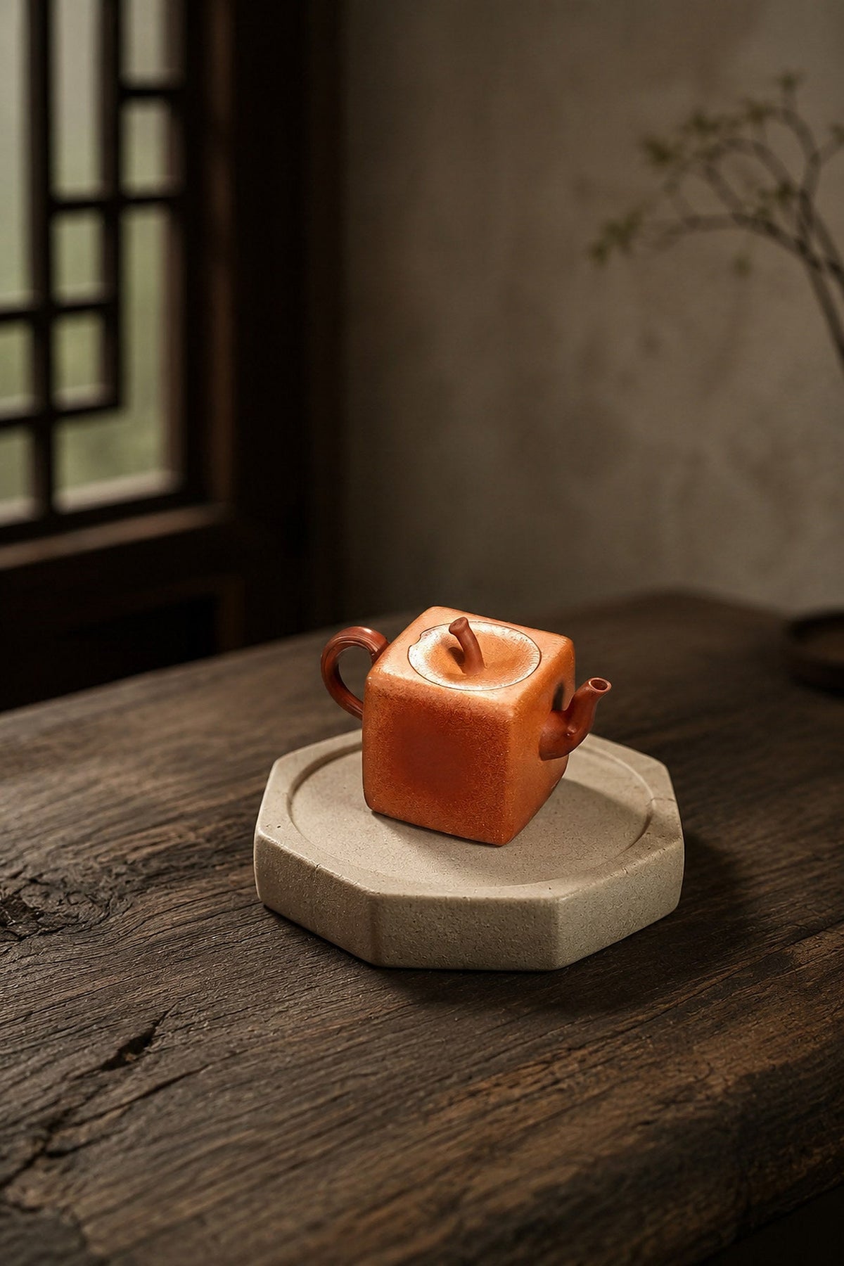 Handmade Sculptural Form Yixing Zisha Teapot – Aged Duanni Clay, 100ml