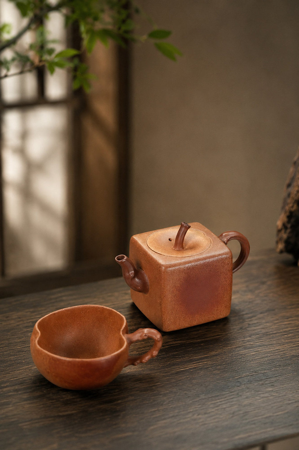 Handmade Sculptural Form Yixing Zisha Teapot – Aged Duanni Clay, 100ml