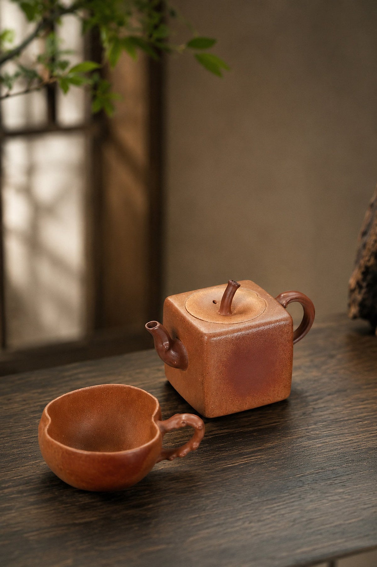Handmade Sculptural Form Yixing Zisha Teapot – Aged Duanni Clay, 100ml