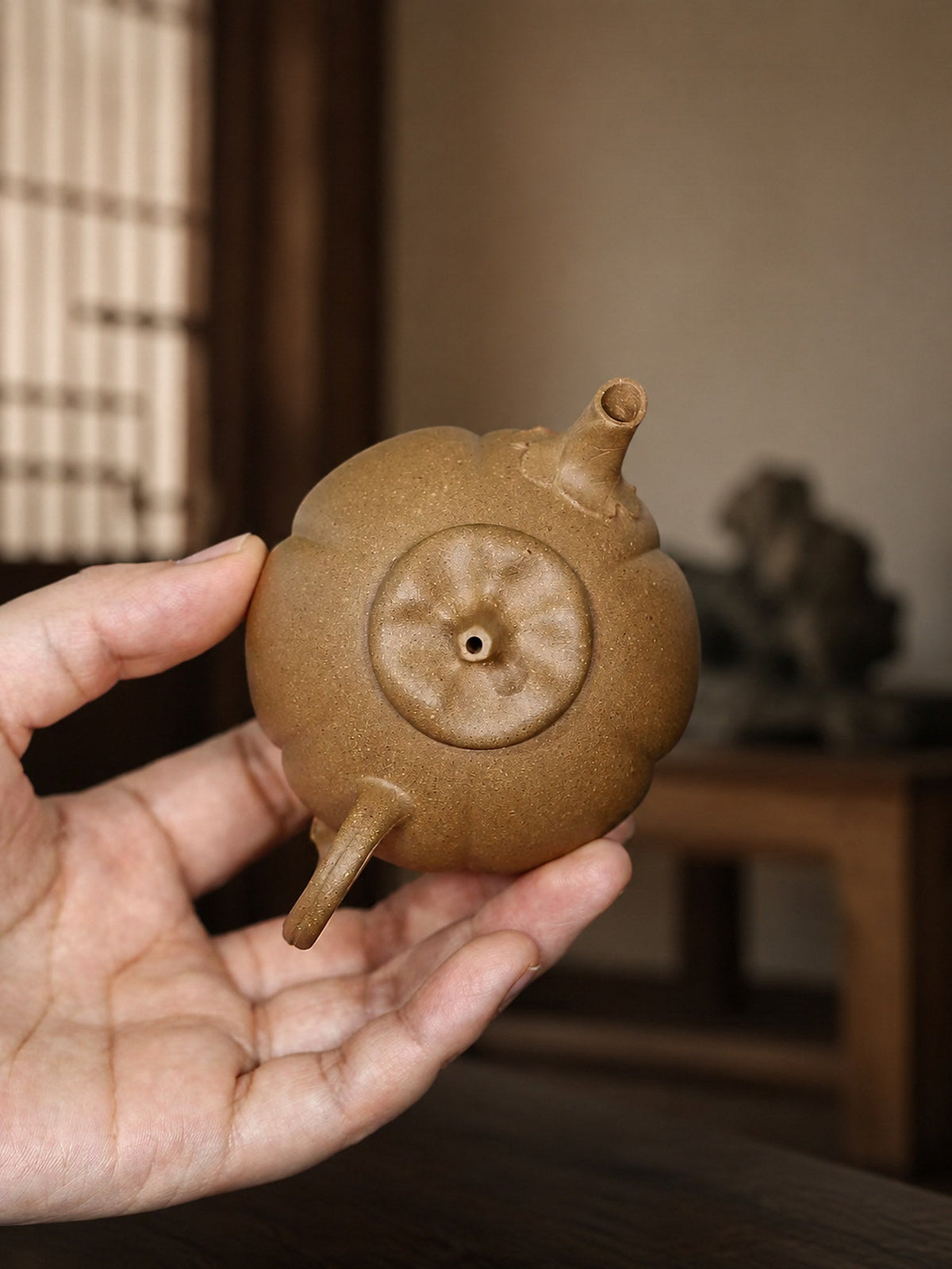 Handmade Pumpkin Form Yixing Zisha Teapot – Aged Duanni Clay, 130ml