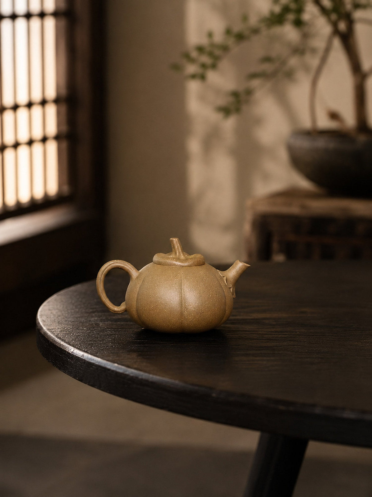 Handmade Pumpkin Form Yixing Zisha Teapot – Aged Duanni Clay, 130ml