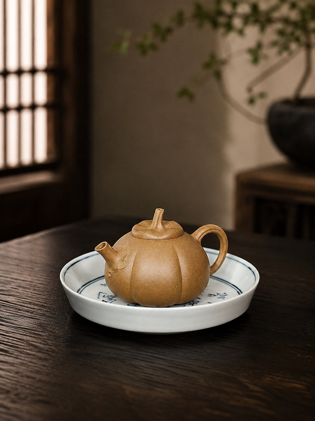 Handmade Pumpkin Form Yixing Zisha Teapot – Aged Duanni Clay, 130ml