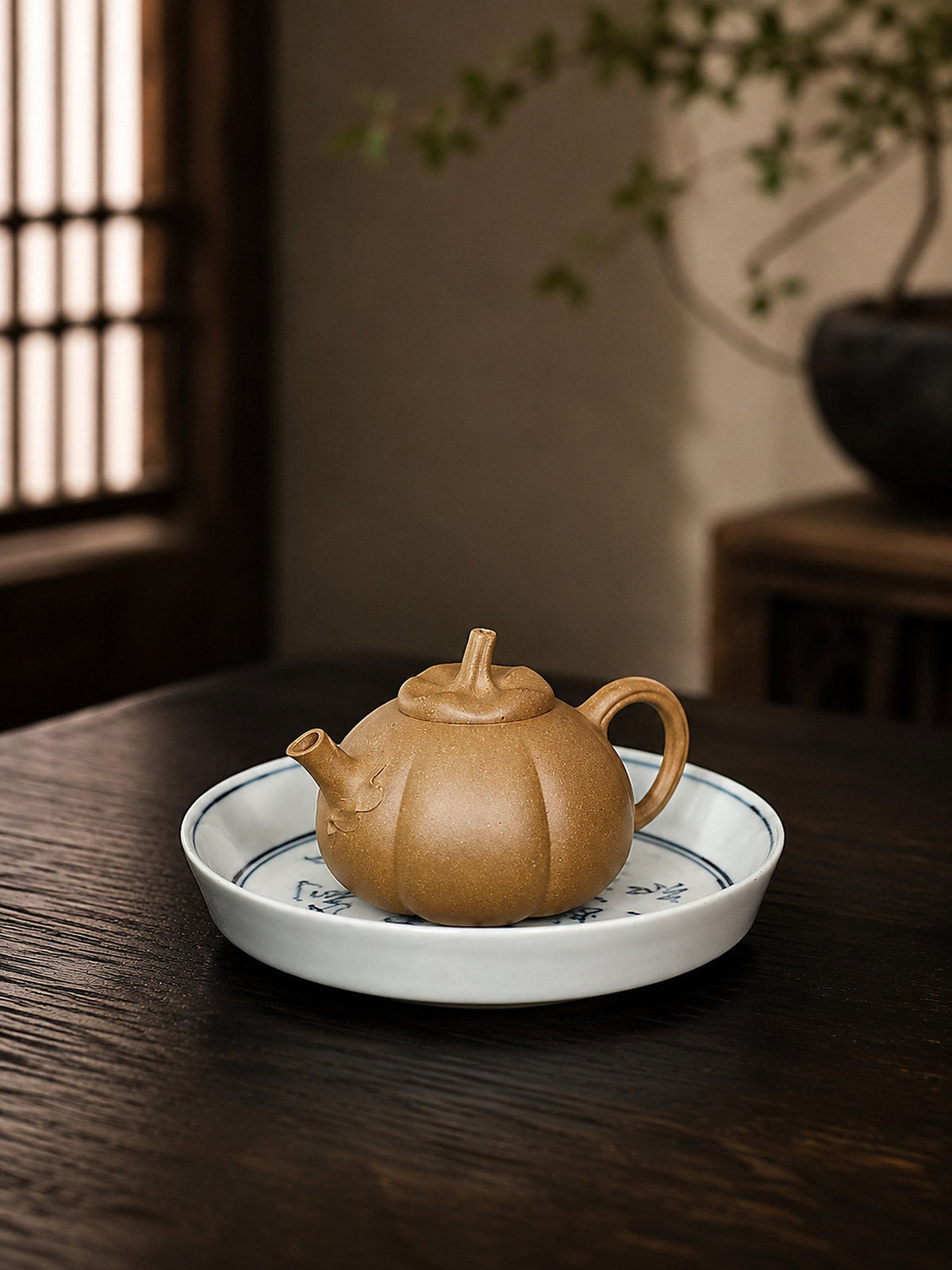 Handmade Pumpkin Form Yixing Zisha Teapot – Aged Duanni Clay, 130ml