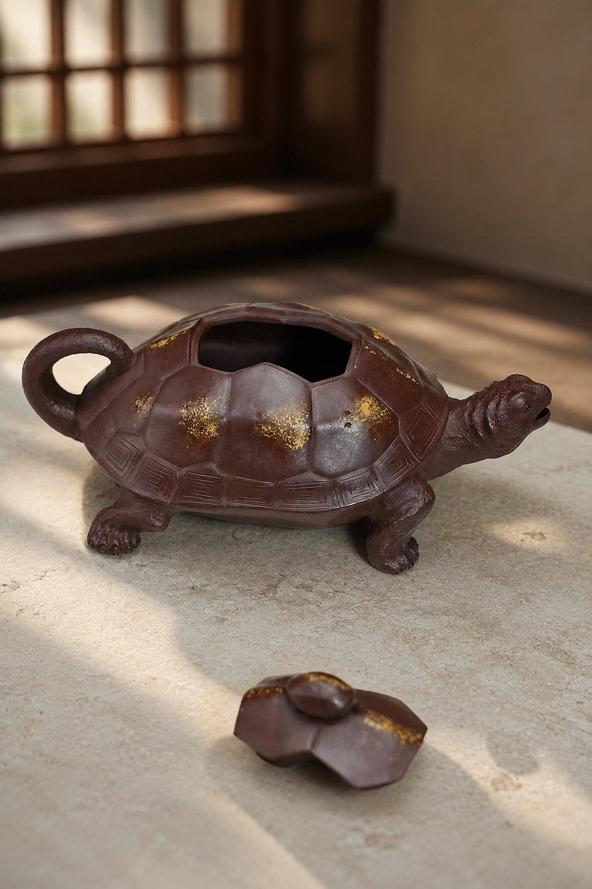 Handmade Sculptural Form Yixing Zisha Teapot – Aged Zini Clay, 130ml