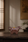 Handmade Sculptural Form Yixing Zisha Teapot – Aged Zini Clay, 140ml