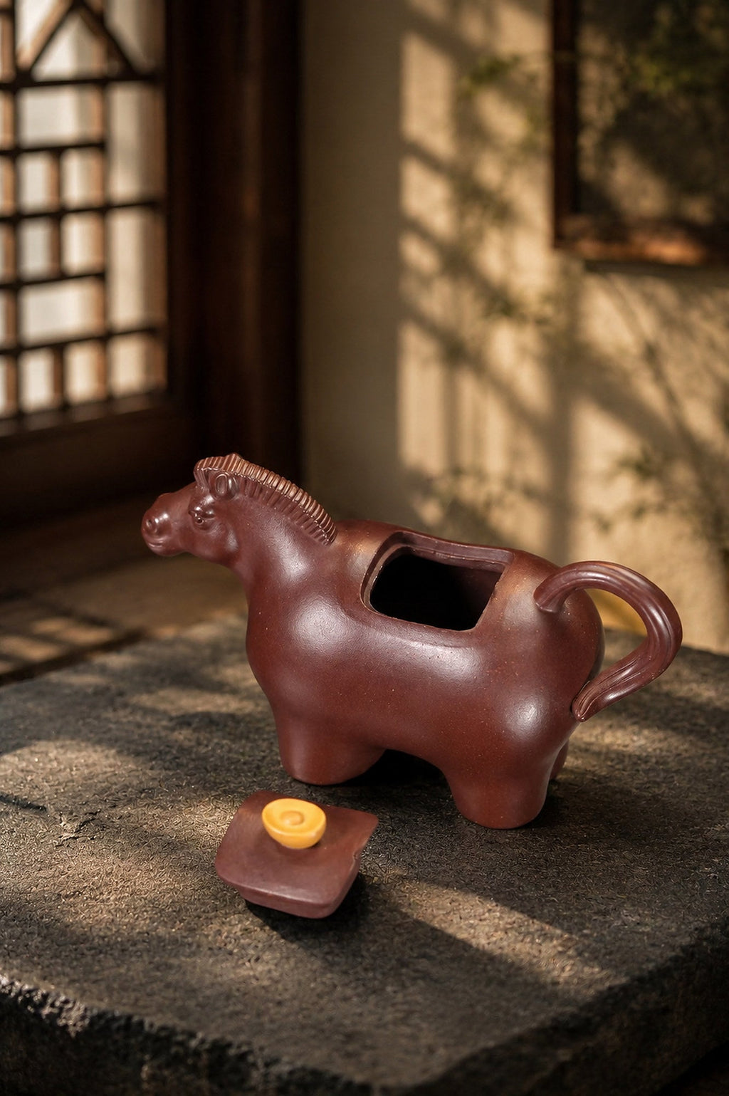 Handmade Sculptural Form Yixing Zisha Teapot – Aged Zini Clay, 140ml