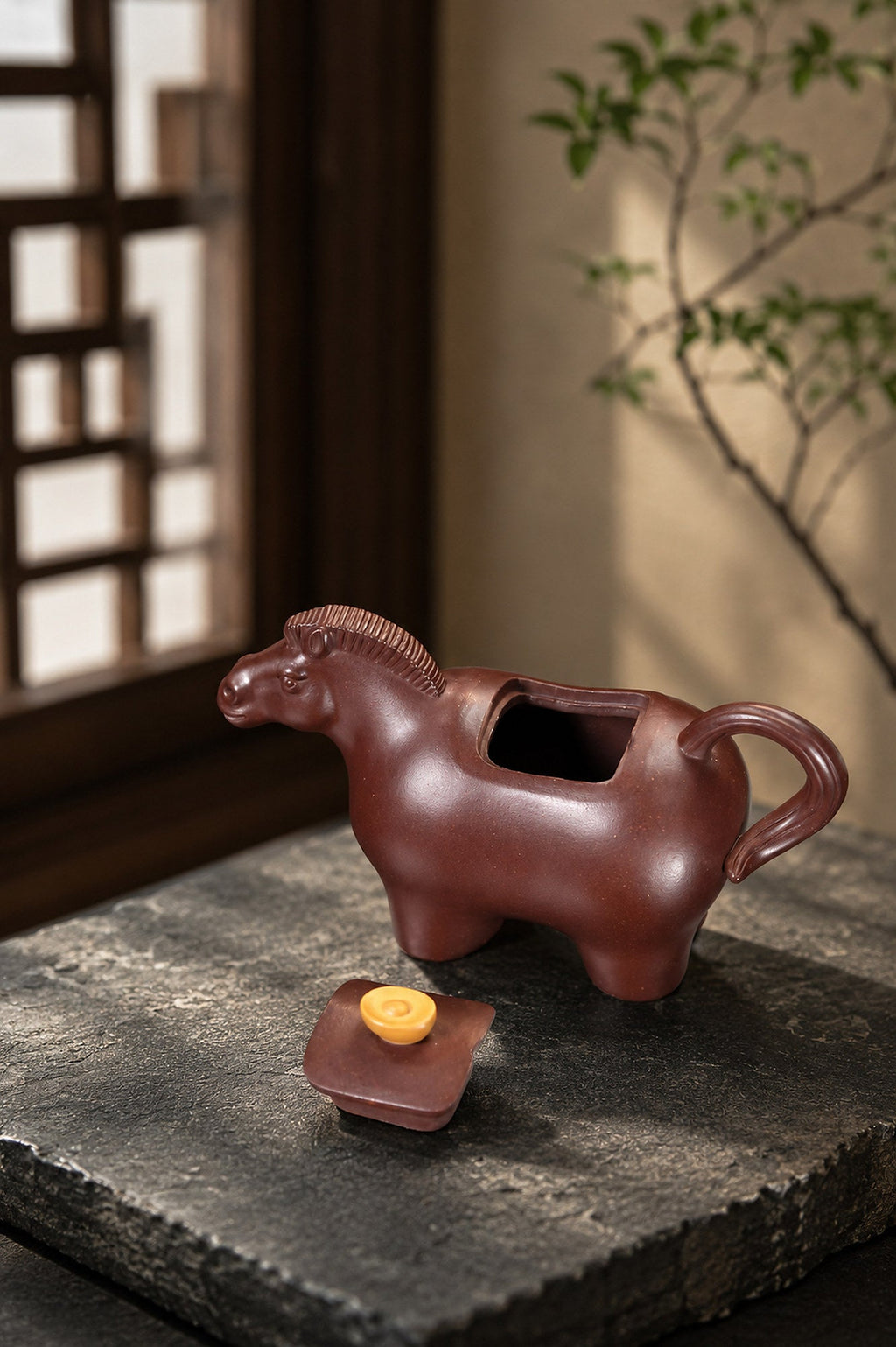 Handmade Sculptural Form Yixing Zisha Teapot – Aged Zini Clay, 140ml