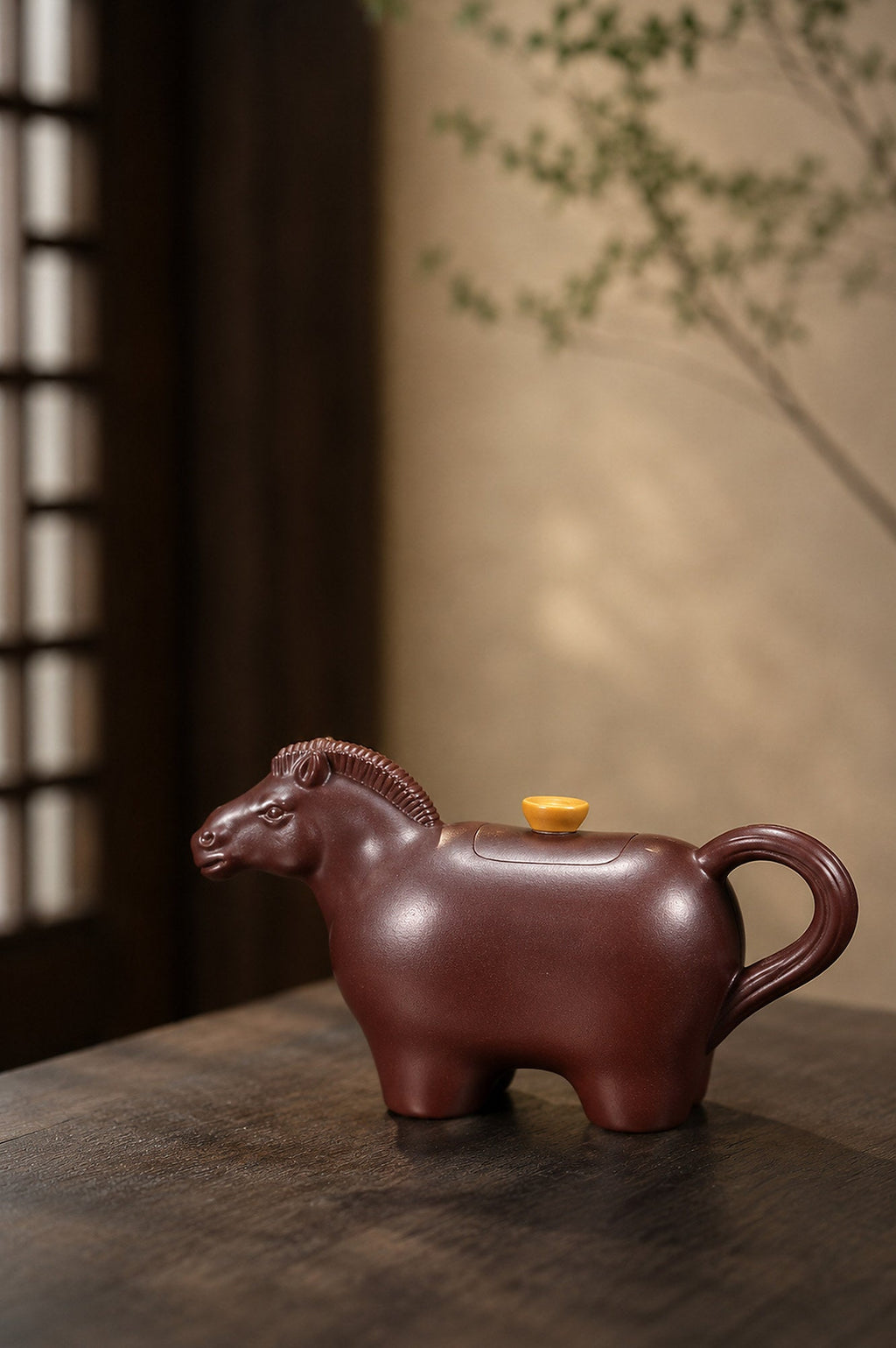 Handmade Sculptural Form Yixing Zisha Teapot – Aged Zini Clay, 140ml