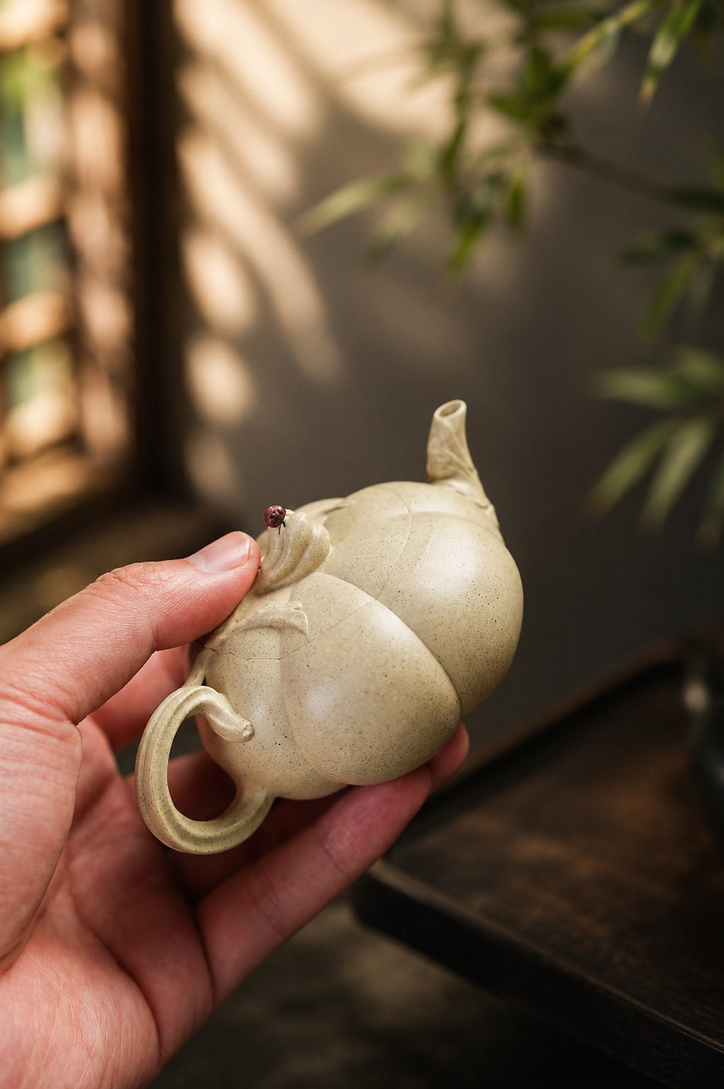 Handmade Sculptural Form Yixing Zisha Teapot – Baiyu Duanni Clay, 120ml