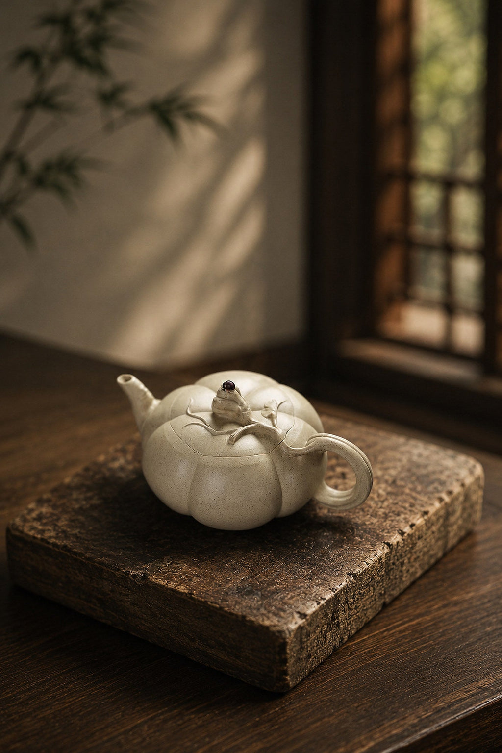 Handmade Sculptural Form Yixing Zisha Teapot – Baiyu Duanni Clay, 120ml
