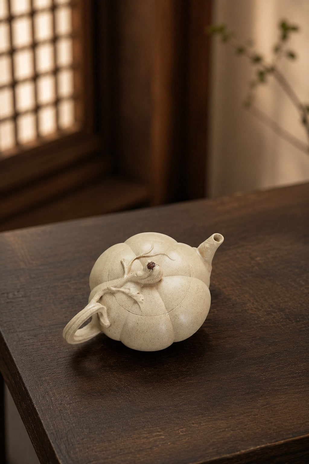 Handmade Sculptural Form Yixing Zisha Teapot – Baiyu Duanni Clay, 120ml