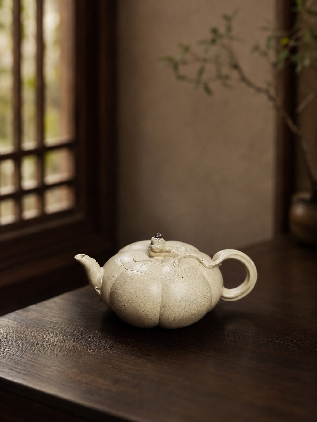 Handmade Sculptural Form Yixing Zisha Teapot – Baiyu Duanni Clay, 120ml