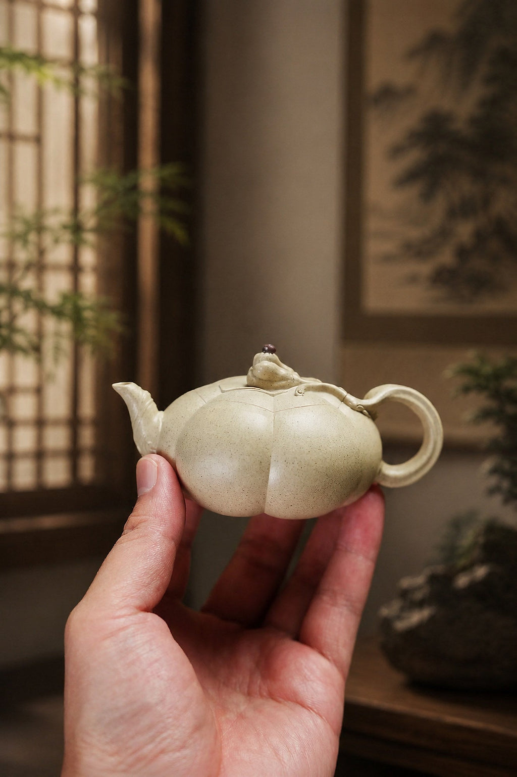 Handmade Sculptural Form Yixing Zisha Teapot – Baiyu Duanni Clay, 120ml