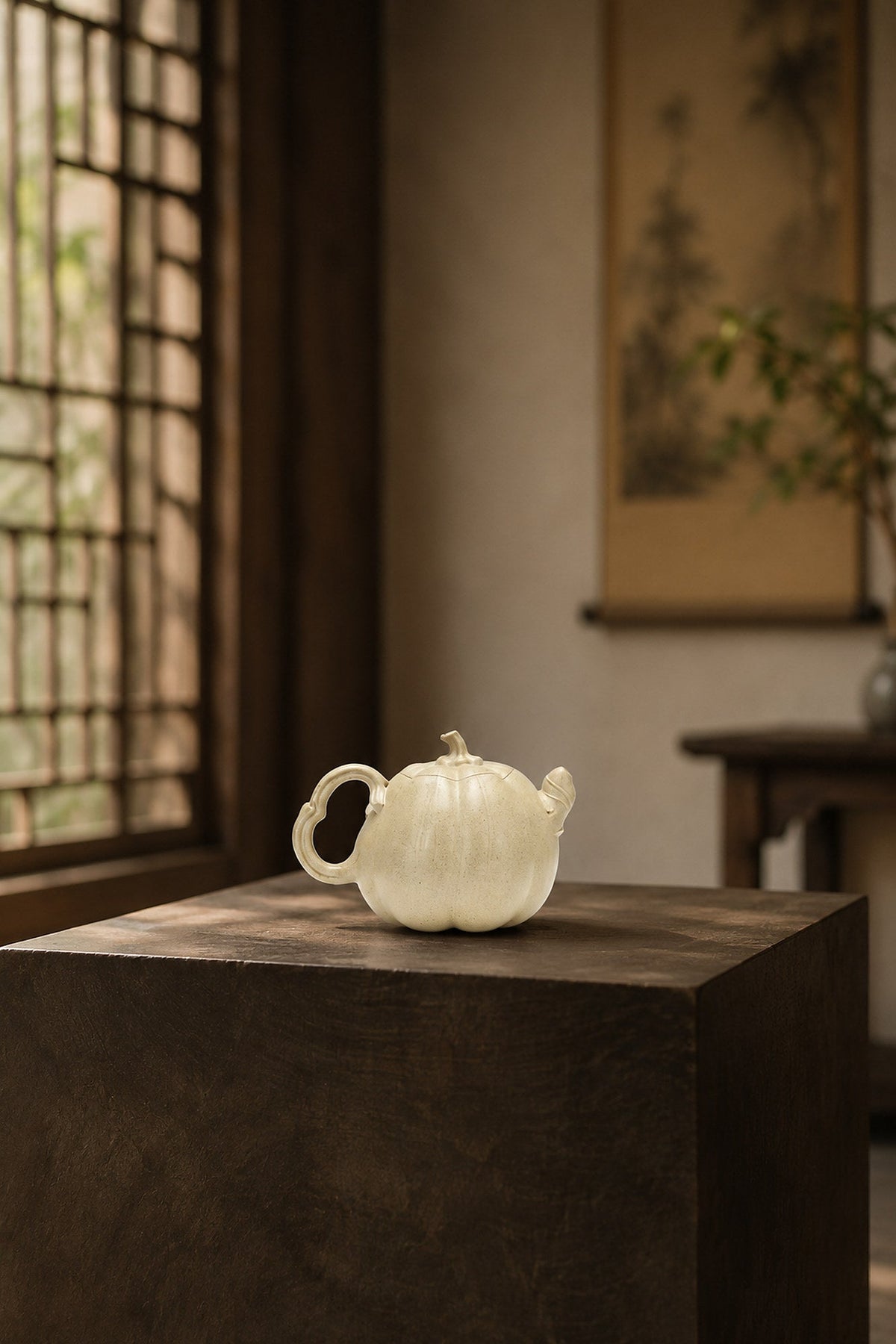 Handmade Sculptural Form Yixing Zisha Teapot – Baiyu Duanni Clay, 150ml – No. 282