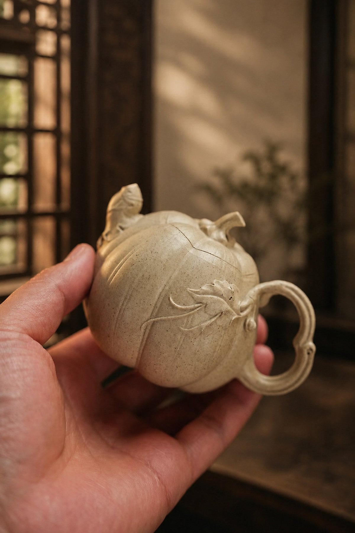 Handmade Sculptural Form Yixing Zisha Teapot – Baiyu Duanni Clay, 150ml – No. 282