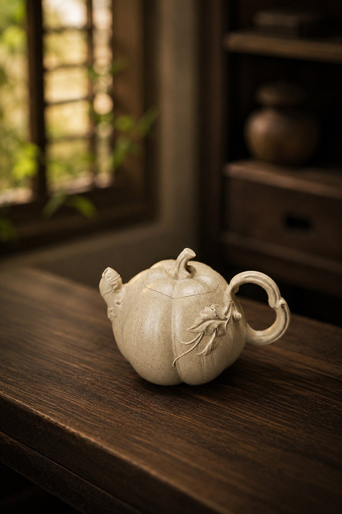Handmade Sculptural Form Yixing Zisha Teapot – Baiyu Duanni Clay, 150ml – No. 282